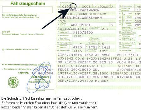 Kfz-Schein "alt" (Auszug)