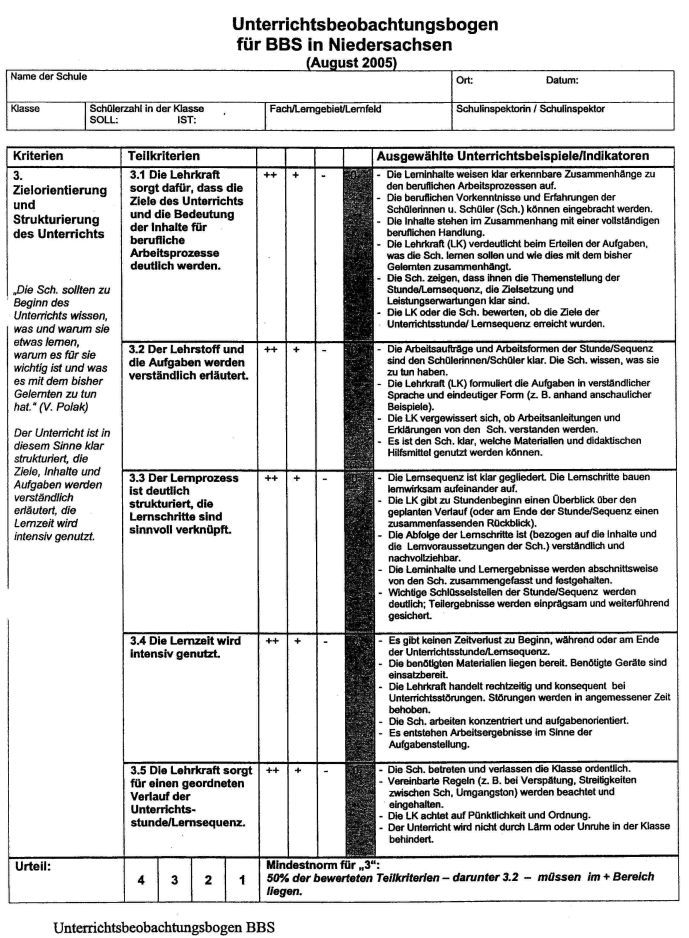 Unterrichtsbeobachtung 1